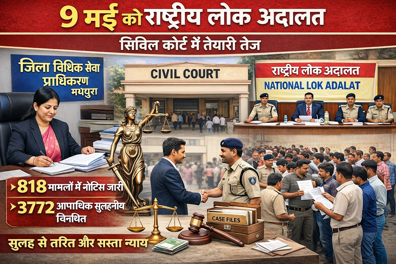 9 मई को राष्ट्रीय लोक अदालत: सिविल कोर्ट में तैयारियां तेज, हजारों मामलों के निष्पादन का लक्ष्य