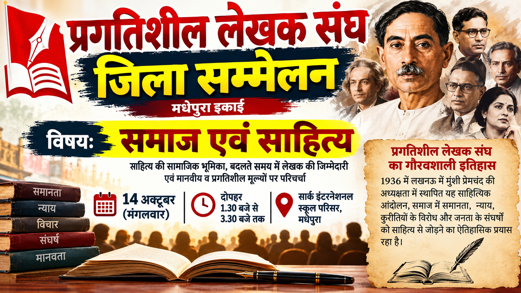 “समाज एवं साहित्य” विषय पर होगा परिचर्चा का आयोजन